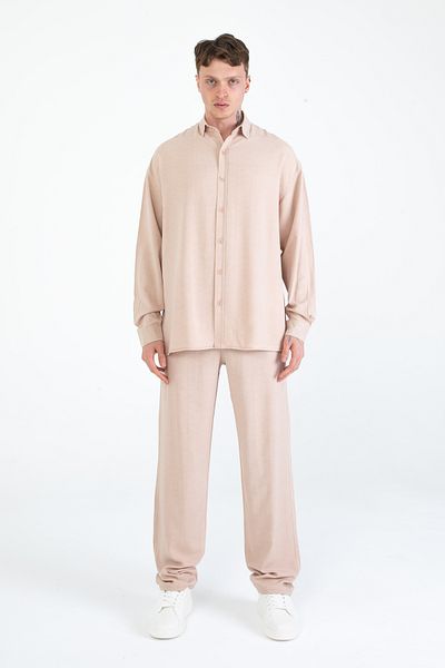 EGHO Men's Crystal Linen Blended Shirt Pants Set