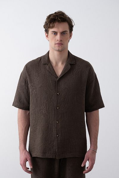İLKCET MODA Ανδρικό πουκάμισο Oversize με ανάγλυφο σχέδιο