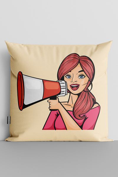 MUCİZE TEKSTİL Popart Women's Double Sided Digital Printed Pillow Cushion Cov...