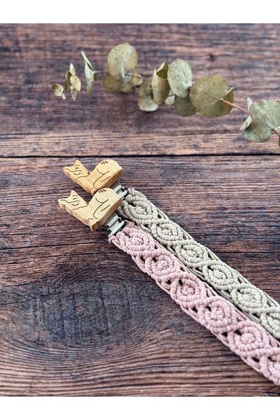 Florijee Handmade Macrame Baby Pacifier Strap with Gazelle Figure (1 Pc)