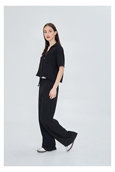 TIFFANY&TOMATO Beli Garnili Bağcıklı Keten Görünümlü Pantolon