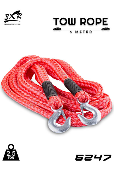 Generic حبل سحب السيارة 2.5 طن، 4 أمتار مع خطافين. حزام سحب عالي التحمل