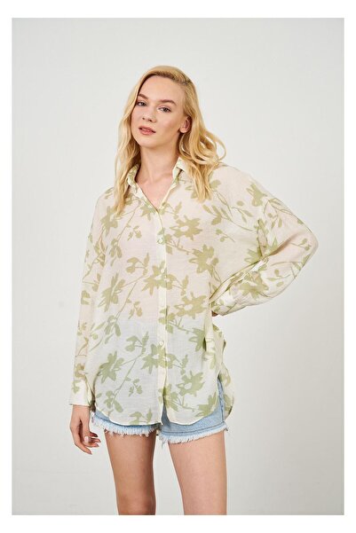 TIFFANY&TOMATO V Yaka Yaprak Desen Gömlek