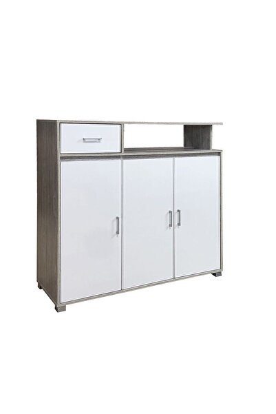 Danube Home Beak 20-pair Shoe Cabinet - Grey Oak/white L120xw40xh115cm