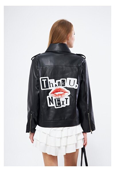 TIFFANY&TOMATO Arkası Baskılı Deri Ceket