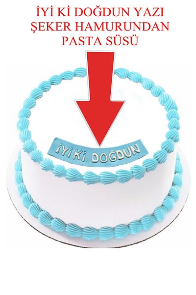 Pasta9 Happy Birthday from Candy Dough Lettering White on Blue Color Cake Decoration