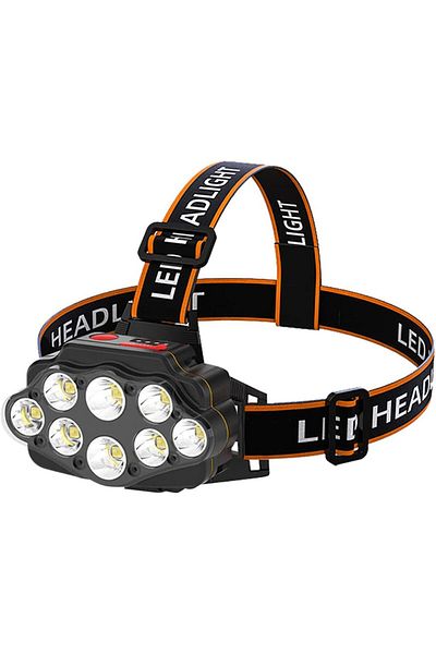 COOYA Rechargeable Headlamp,8 LED 18000 High Lumen Bright Head Lamp , Lightweight USB Light, 8 Mode