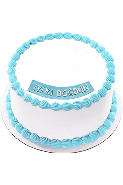 Pasta9 Happy Birthday from Candy Dough Lettering White on Blue Color Cake Decoration