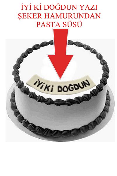 Pasta9 Happy Birthday from Candy Dough Black Color Cake Decoration on White