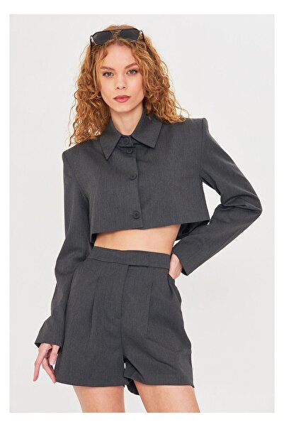 TIFFANY&TOMATO Düğmeli Crop Blazer Ceket