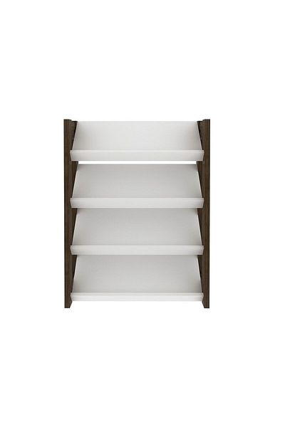 Danube Home Lean 4-tier Shoe Cabinet - 12 Pairs - White/walnut L69xw26.2xh90.5cm