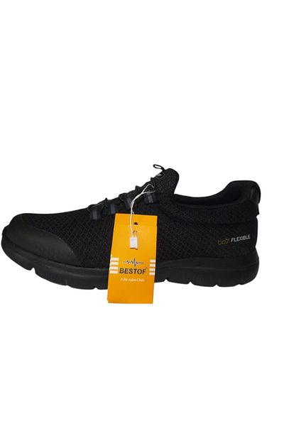 Best Of Bestof Black Elastic Lightweight Unisex Walking Casual Shoes