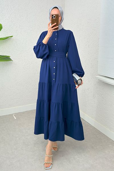 Salih Çelebi Φόρεμα Τελετής Hijab 2268 - ΣΑΚΣ ΜΠΛΕ