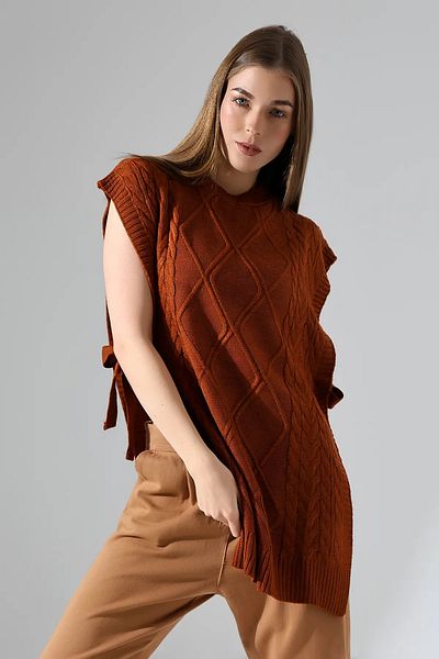 Özman Butik Diamond Pattern Sweater with Side Tie