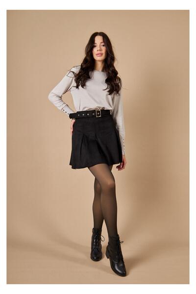 TIFFANY&TOMATO Pileli Süet Etek