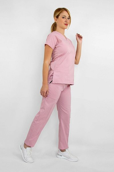 Nur Medikal Giyim Set de uniforme unisex pentru asistentă medicală din lycra de culoare pudră deschisă