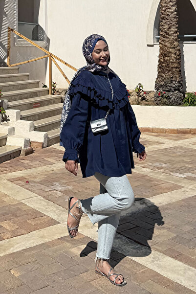 LOCCO Customs Fırisli Women's Shirt - Navy Blue