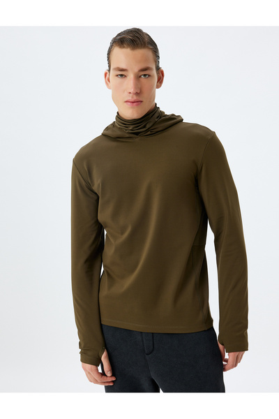 Koton Sports Sweatshirt Hooded Hooded Soft Tuuste Long Sleeve