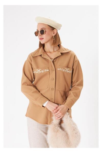 TIFFANY&TOMATO Kalpli Nakışlı Kaşe Gömlek