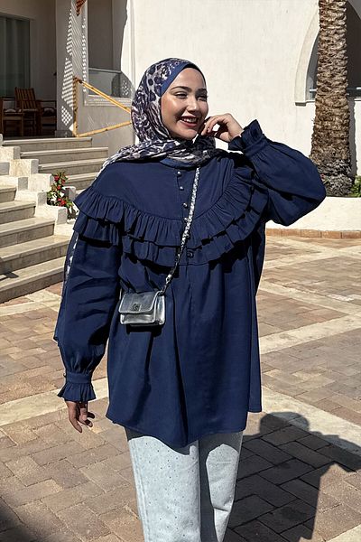 LOCCO Γυναικείο πουκάμισο Customs Firisli - Navy Blue