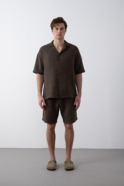 İLKCET MODA Голяма мъжка риза с релефен модел