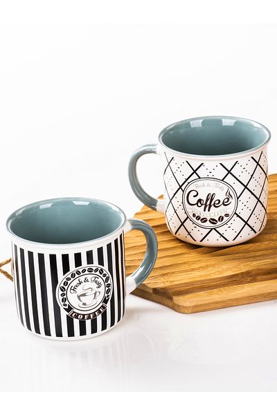 MUKKO HOME Retro Style Set of 2 Porcelain Mugs - 350ml
