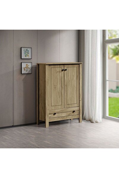 Danube Home خزانة أحذية أثينا ذات بابين ودرج واحد، 15 زوجًا، لون بلوط فاتح، ا...