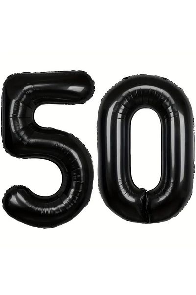 BeySüS Black 50 Number Foil Balloon