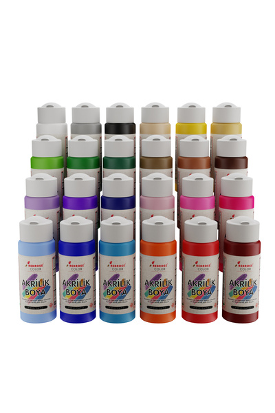 REDROSE COLOR Akrilik Boya Seti 24 Renk 24x60ml, Dekoratif Hobi Amaçlı Sanats...