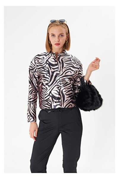 TIFFANY&TOMATO Zebra Desenli Saten Ceket