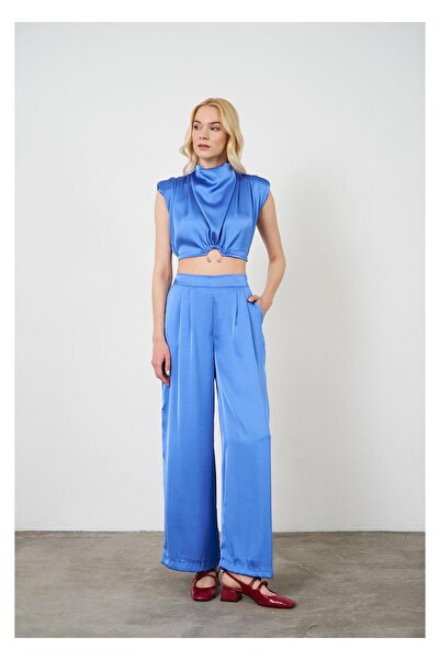 TIFFANY&TOMATO Halka Detaylı Pileli Saten Bluz