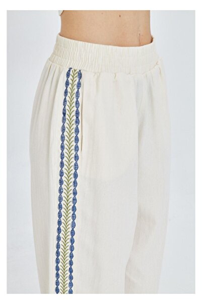 TIFFANY&TOMATO Yanları Nakışlı Gabardin Pantolon