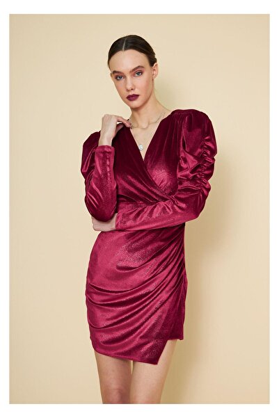 TIFFANY&TOMATO Kolu Büzgülü Simli Elbise