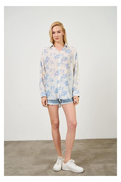 TIFFANY&TOMATO V Yaka Yaprak Desen Gömlek