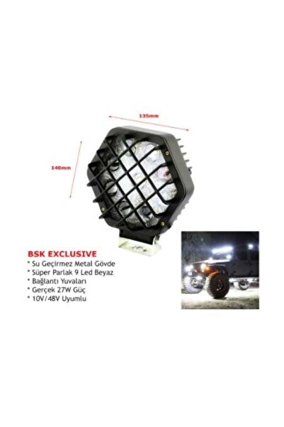 BSK 10V-48V LED LAMBA OFF-ROAD 27W (9 X 3W) (135*405 MM) (KORULAMALI)