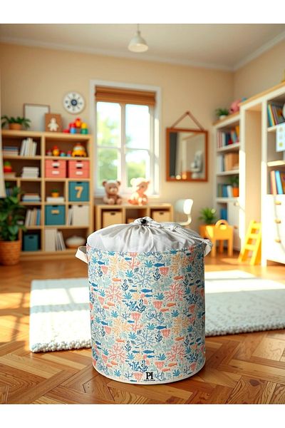 PRENDİ HOME Многофункционална кутия за съхранение на играчки Ocean Net, кош за пране, сгъваем органайзер, 37x40