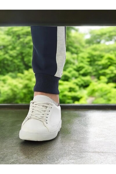 KozaLüks Erkek Şeritli Iç Şardon Havacı Mavi Eşofman Alt