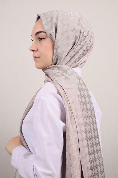 PİRAMİT Pyramid Self Patterned Monogram Shawl - Pattern-01 - Color-10