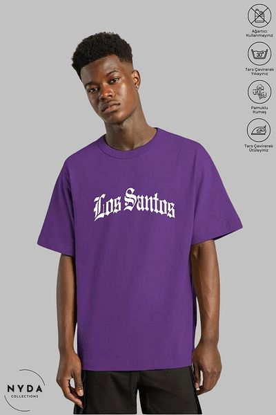 Nyda Collections Unisex Crew Neck Los Santos GTA San Andreas Μπλουζάκι με στάμπα μεγάλου μεγέθους
