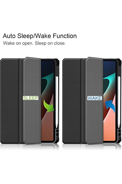 007 Slim Lightweight TPU Smart Protective Cover for Xiaomi Pad 5/5 Pro 11-inch - N/W, Black