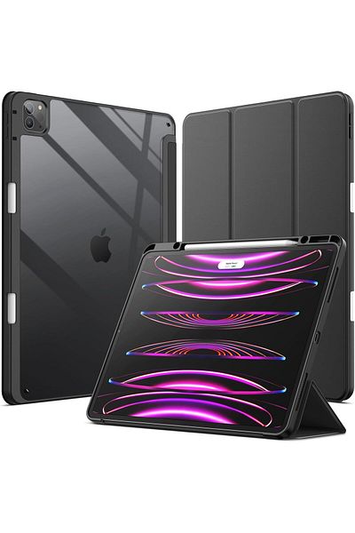 erorex حافظة JETech لجهاز iPad Pro مقاس 12.9 بوصة (2022/2021/2020/2018) مع حامل قلم، ظهر شفاف