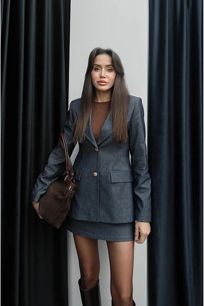 My Blog Navy Blue Tulln Jacket Skirt Denim Set - 902121