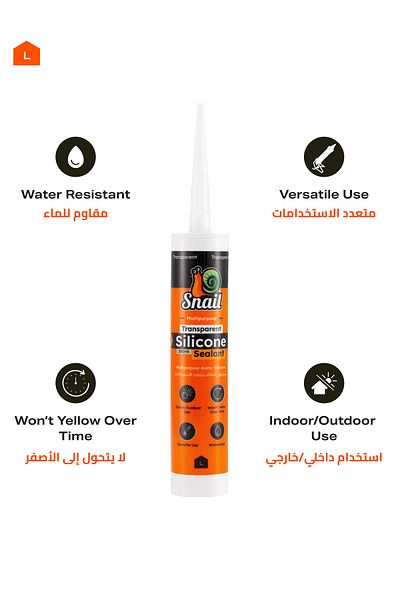 Lawazim Snail Silicone Sealant Set of 3 – Transparent, Waterproof, Quick-Dry, Flexible Clear Caulk