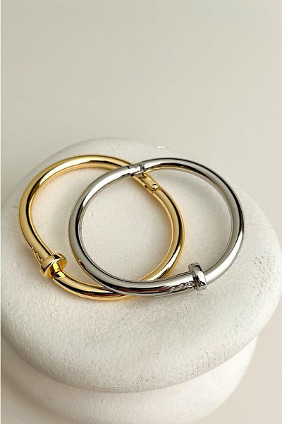 Modex Gold/Silver Color Double Nail Bracelet (Diameter:6Cm)