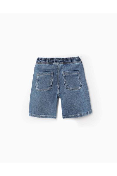Ziddy Denim Shorts with Patch Pockets for Boys, Blue