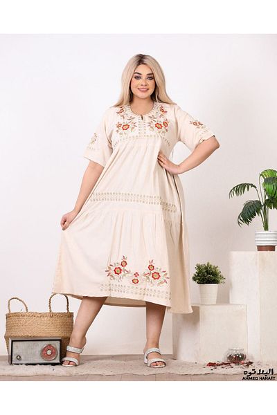 Genrics Comfortable, flowing, embroidered cotton reception jalabiya, below the knee