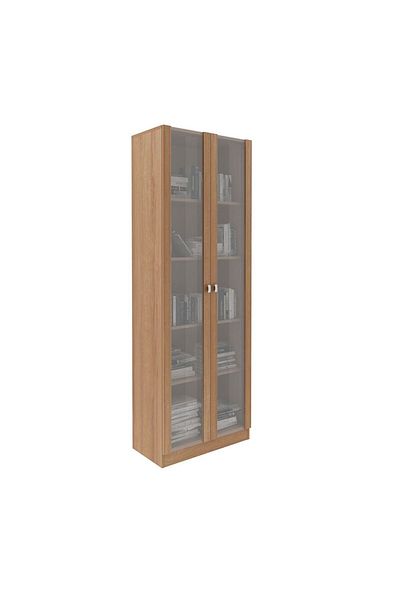 Danube Home Kinsey Tall Office Cabinet With 2 Glass Doors- Brown L59.8xw31.5xh171.5cm