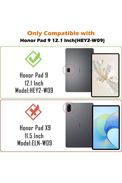 erorex جراب XIEHUZA لجهاز Honor Pad 9 مقاس 12.1 بوصة 2024، رفيع للغاية واقٍ بثلاث طيات خلفية صلبة