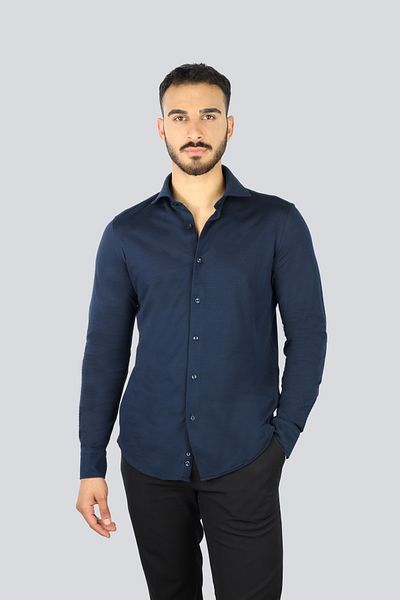 PAUL&SHARK Men's Slim Fit Woven Fabric Long Sleeve Navy Blue Shirt 25413154 Cf-013