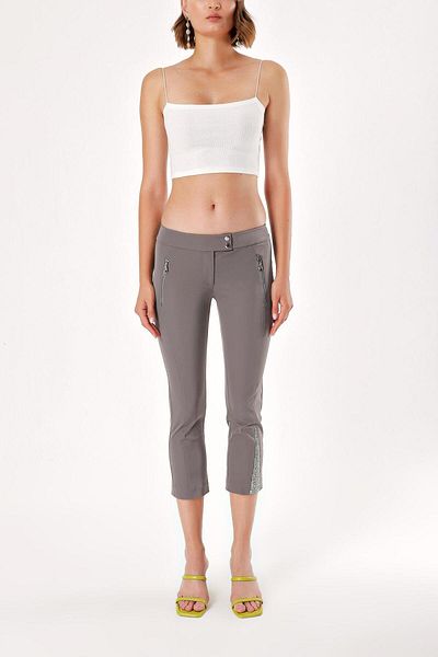 SOCIETA Gray SLIM CUT CAPRY PANTALON 40729